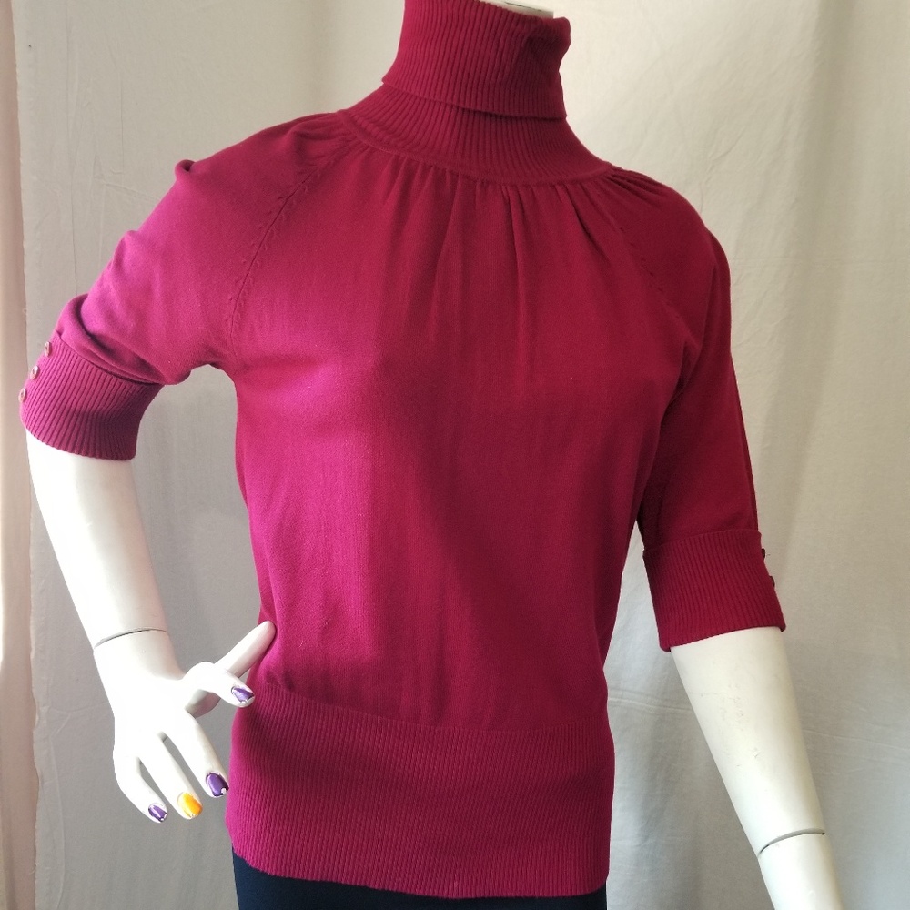 Burgundy Turtleneck Blouse